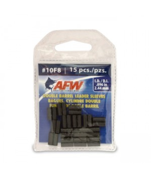 AFW Double Barrel Leader Sleeves – Heavy Duty Crimp Sleeves for Wire & Monofilament Leaders AFW Double Barrel Leader Sleeves – Heavy Duty Crimp Sleeves for Wire & Monofilament Leaders