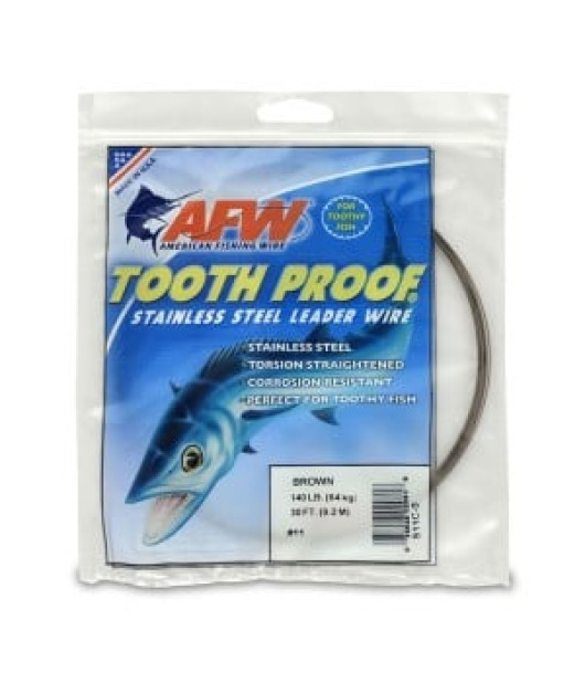 AFW Stainless Steel Tooth Proof Leader Wire – 30ft Spool Heavy Duty Fishing Wire Leader
