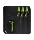 Mustad Green Series 3-Piece Fillet Knife Kit with Sharpener – Professional Fish Processing & Filleting Set