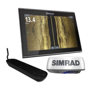 Simrad GO9 XSE Chartplotter Radar Bundle HALO20+ Active Imaging 3-in-1 Transom Mount Transducer C-MAP Discover Chart